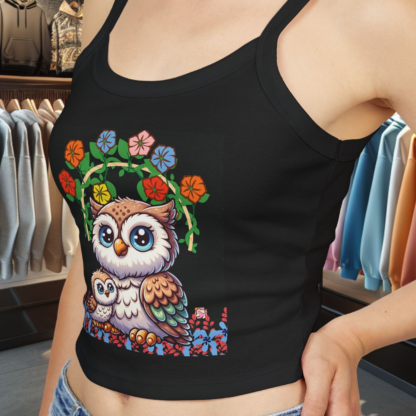 Women's Tank Top - Owl with its baby Design