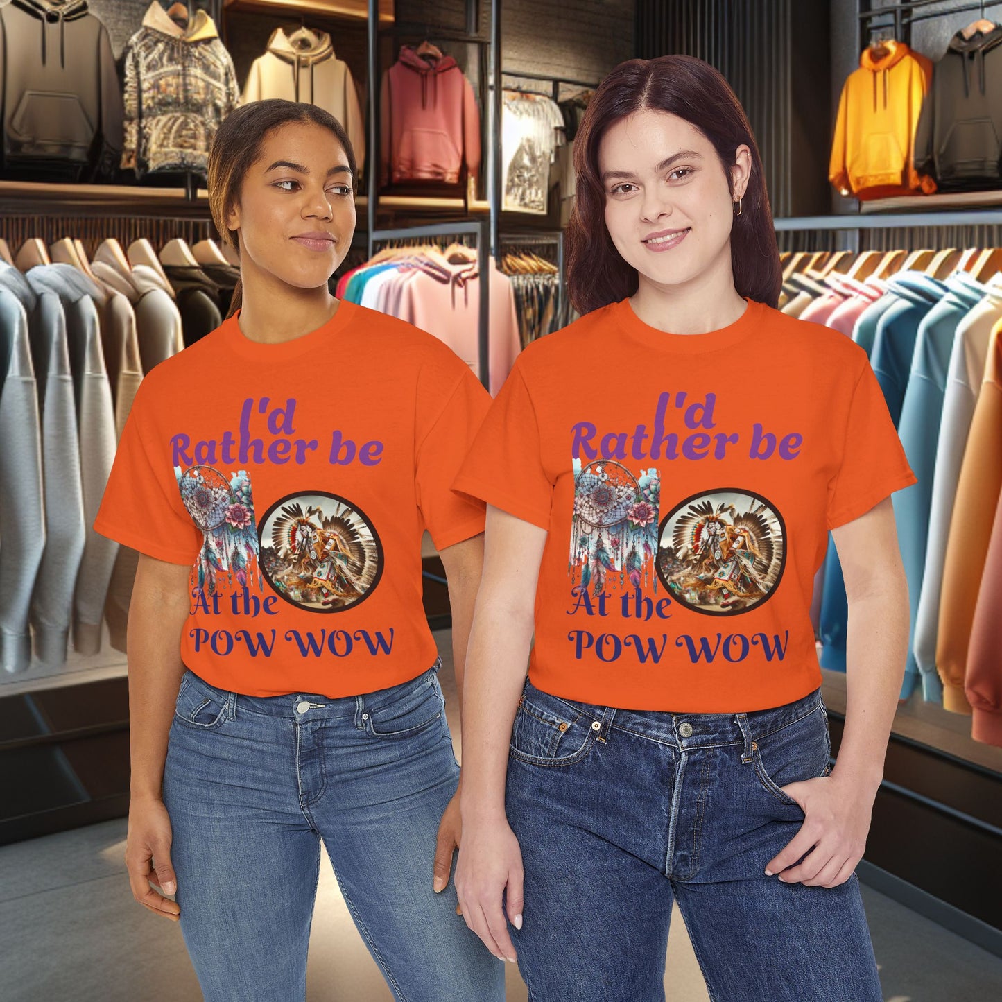 I'd Rather be at the POW-WOW- Heavy Cotton Tee