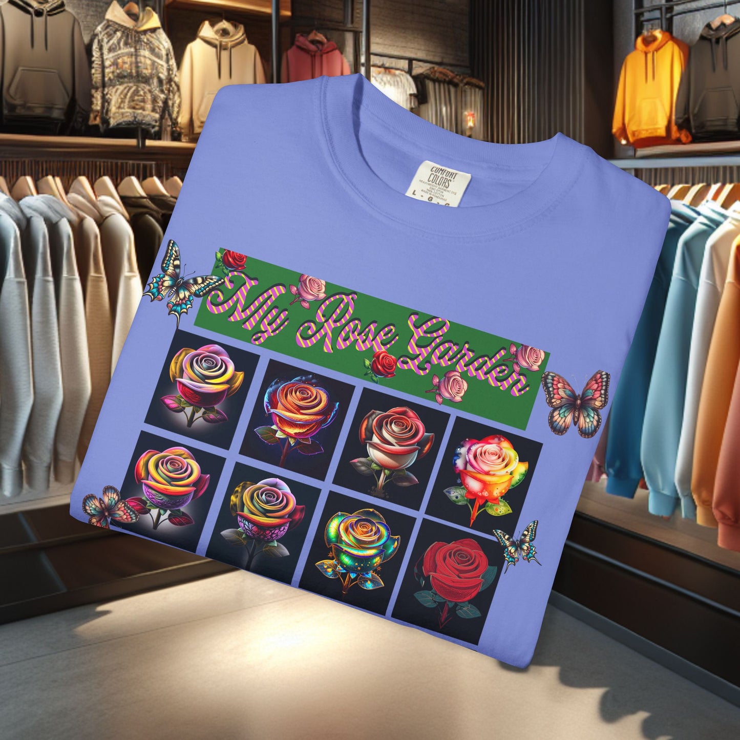 Floral T-Shirt for Flower Lovers - My Rose Garden a Colorful Floral Design