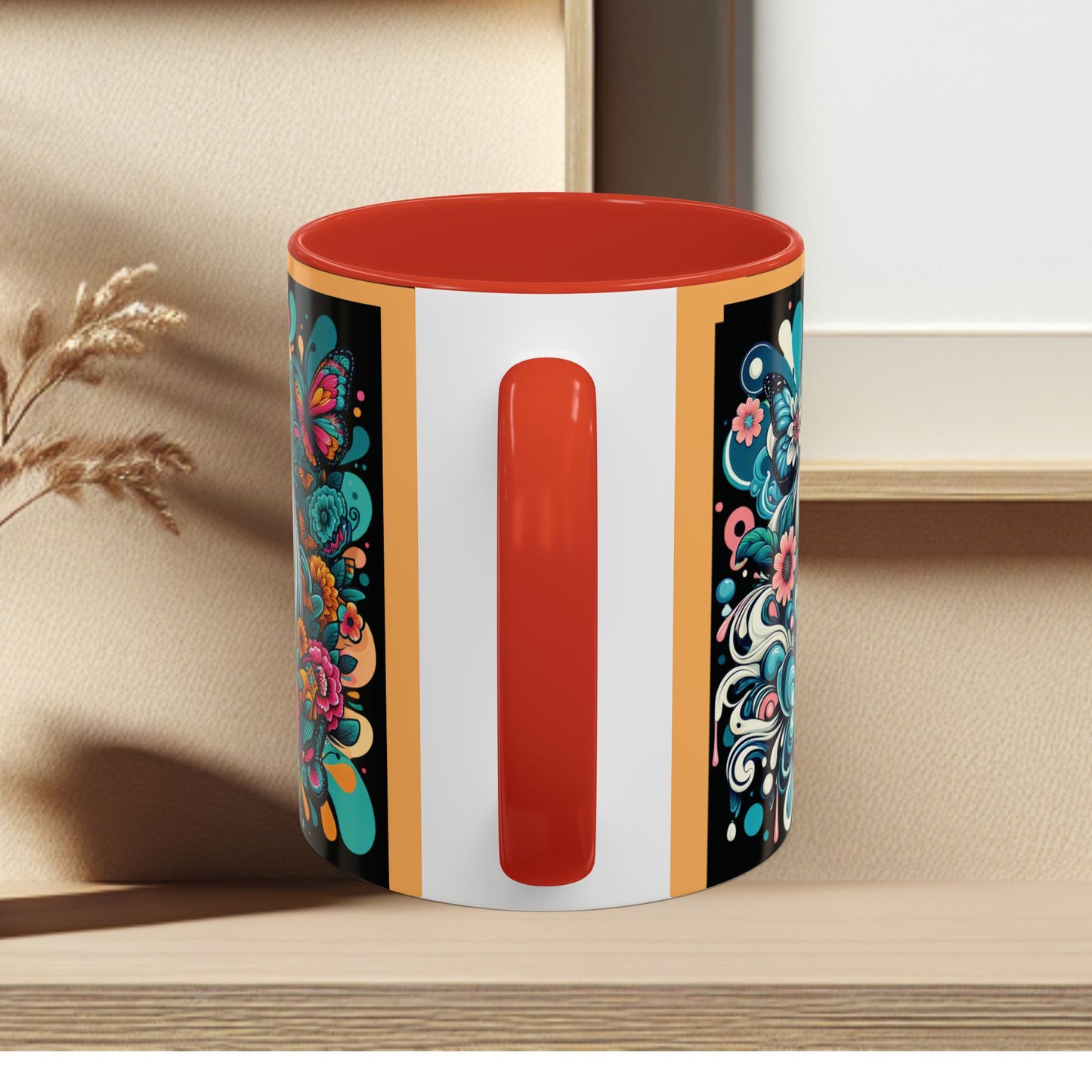 Coffee Mug White Horses with Blue Highlights in Flowers - Mug