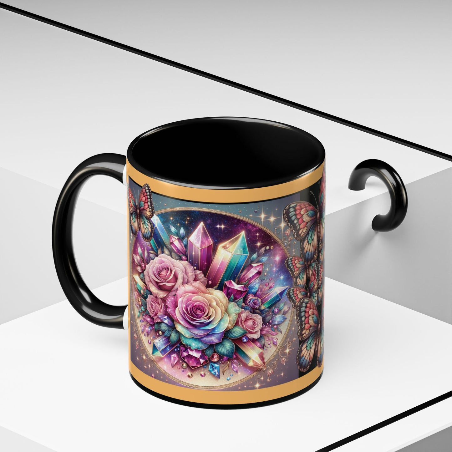 Coffee Mug Butterflys and Flowers