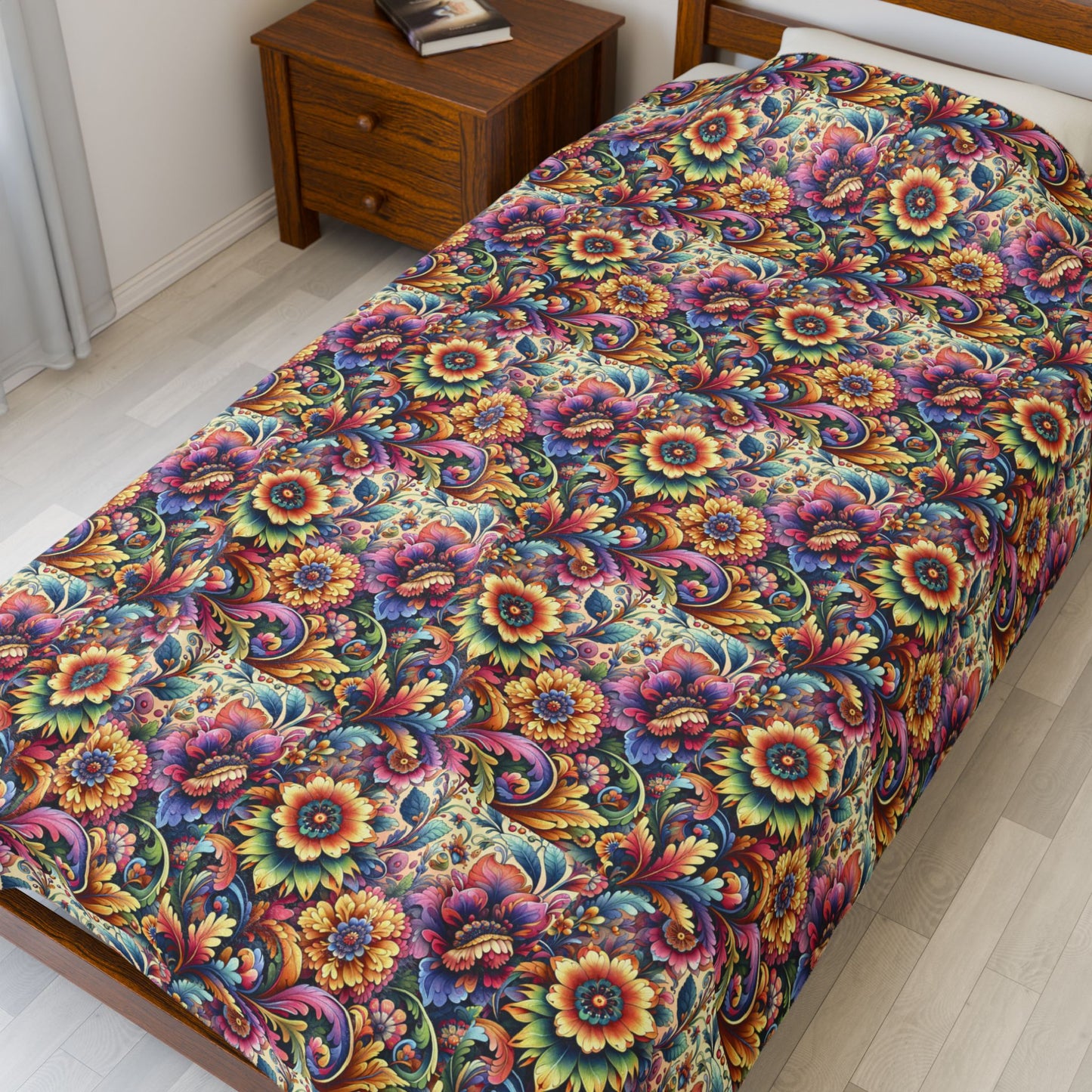 Floral Velveteen Plush Blanket