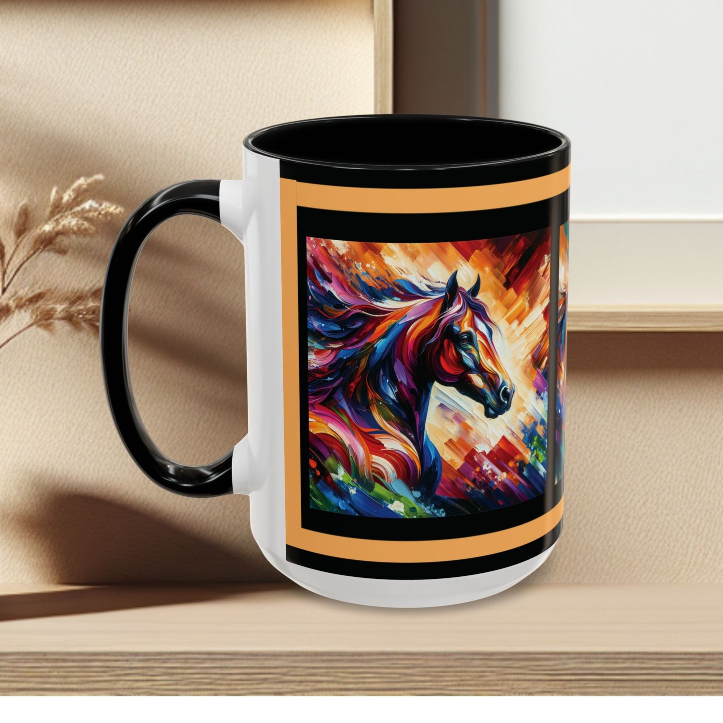 Mug Coffee Multi Color Horses 11oz 15oz