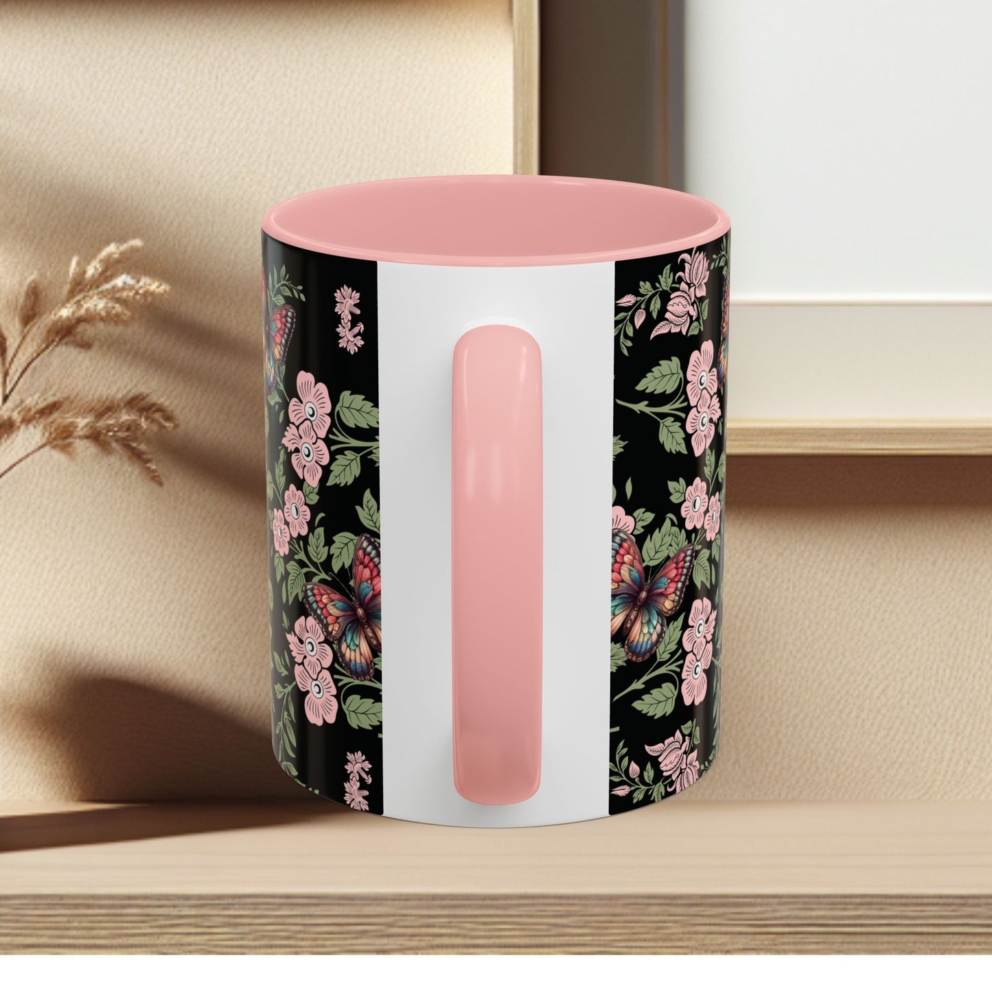 Floral Coffee Mug Black