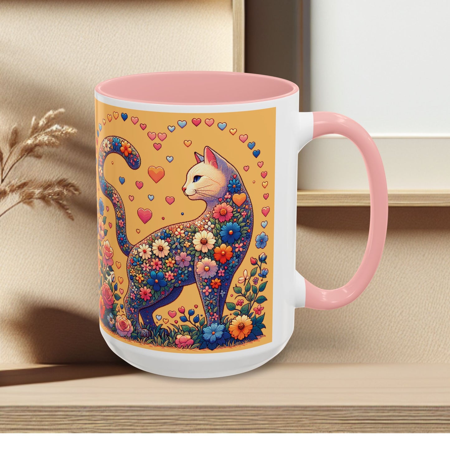 Mug- Loving Cat - Accent Coffee Mug (11oz, 15oz) (AOP)