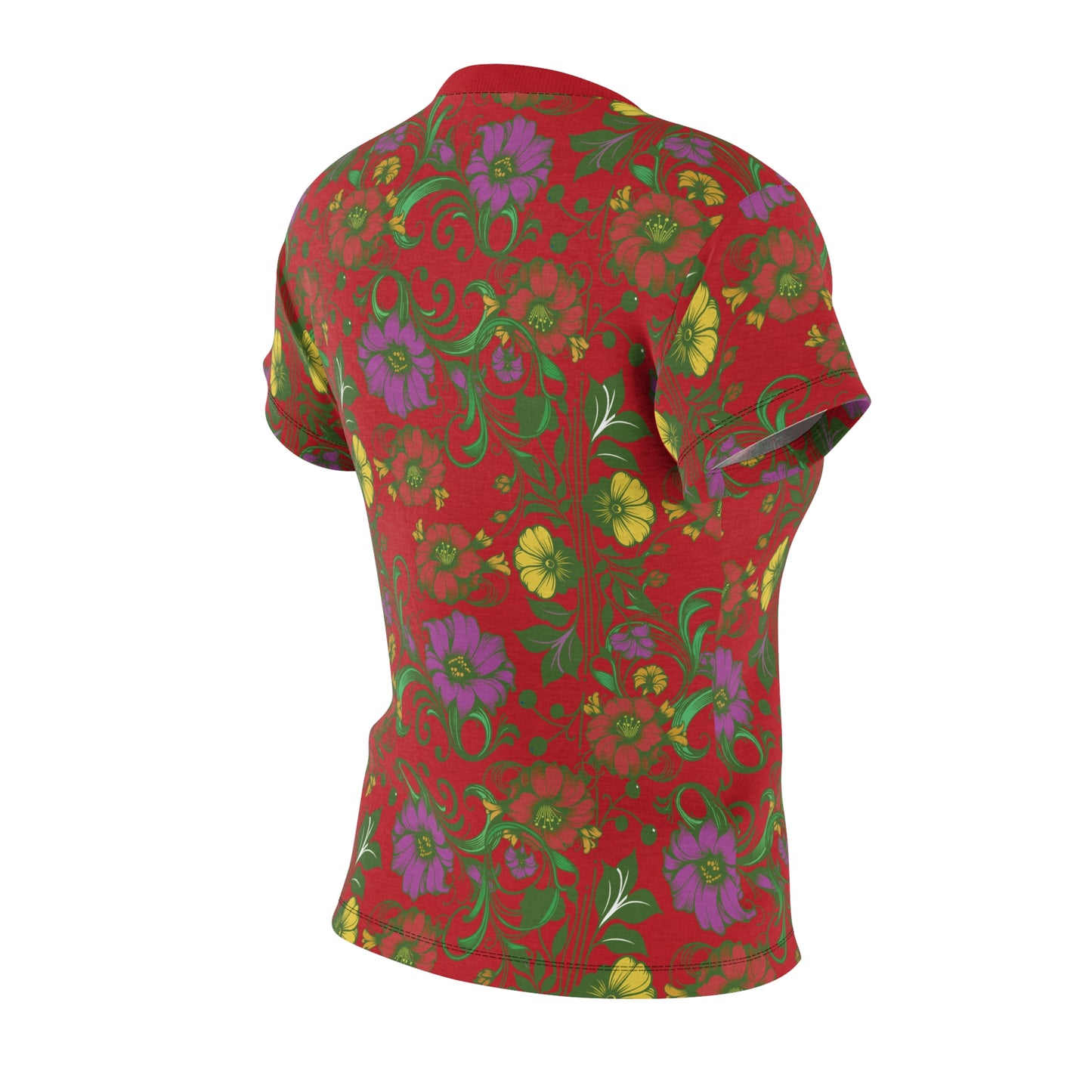 Women's Tee -Red - Floral Print