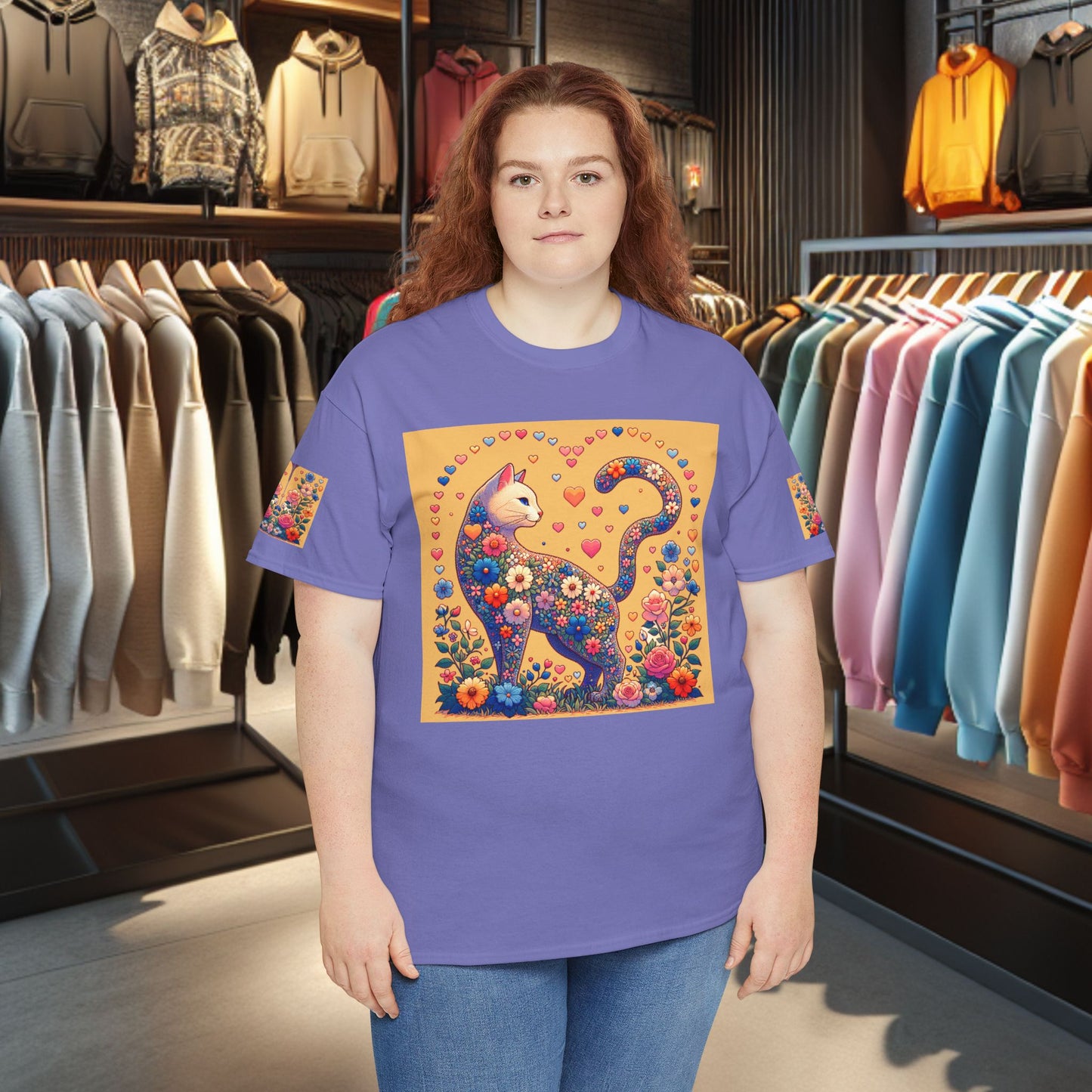 Loving Cat Flower Mozaic T-Shirt