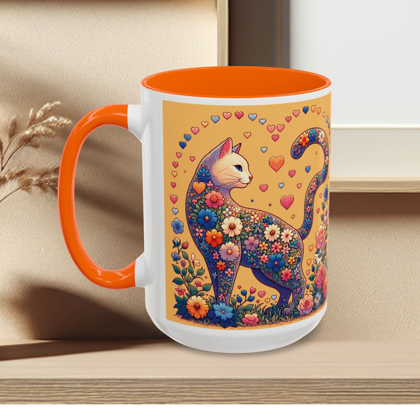 Mug- Loving Cat - Accent Coffee Mug (11oz, 15oz) (AOP)