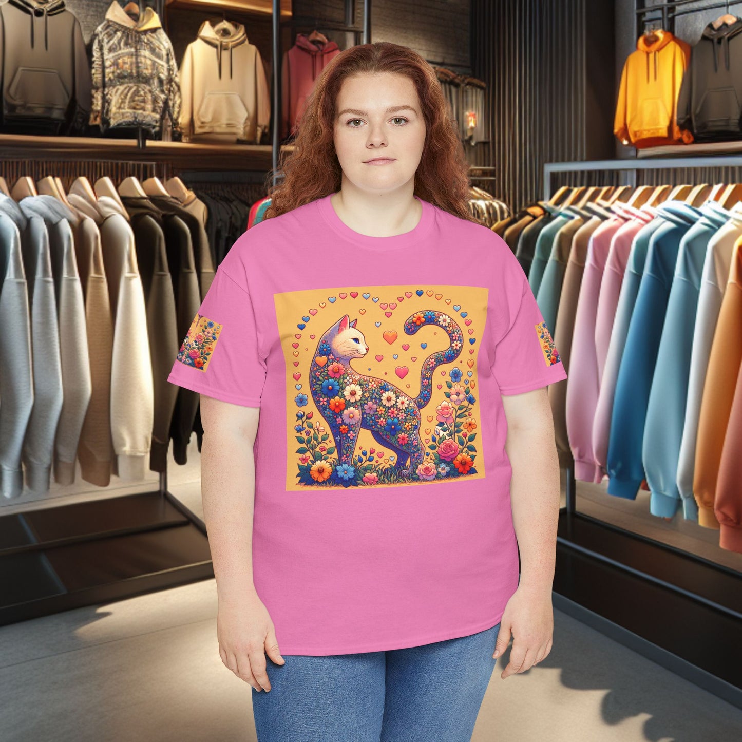 Loving Cat Flower Mozaic T-Shirt