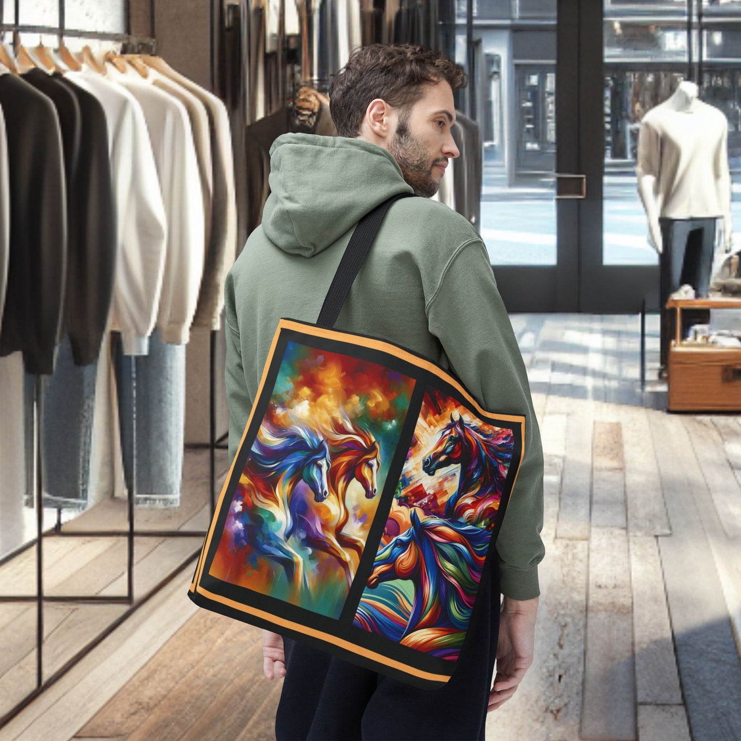 Colorful Horses Tote Bag
