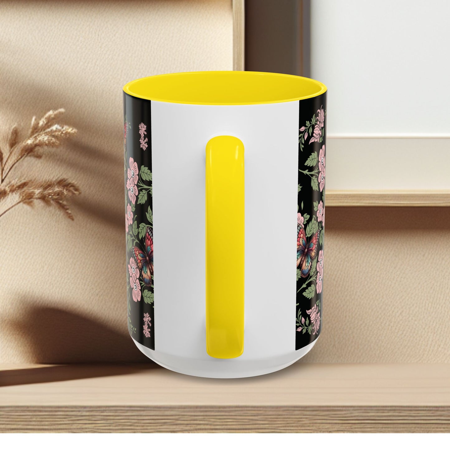Floral Coffee Mug Black