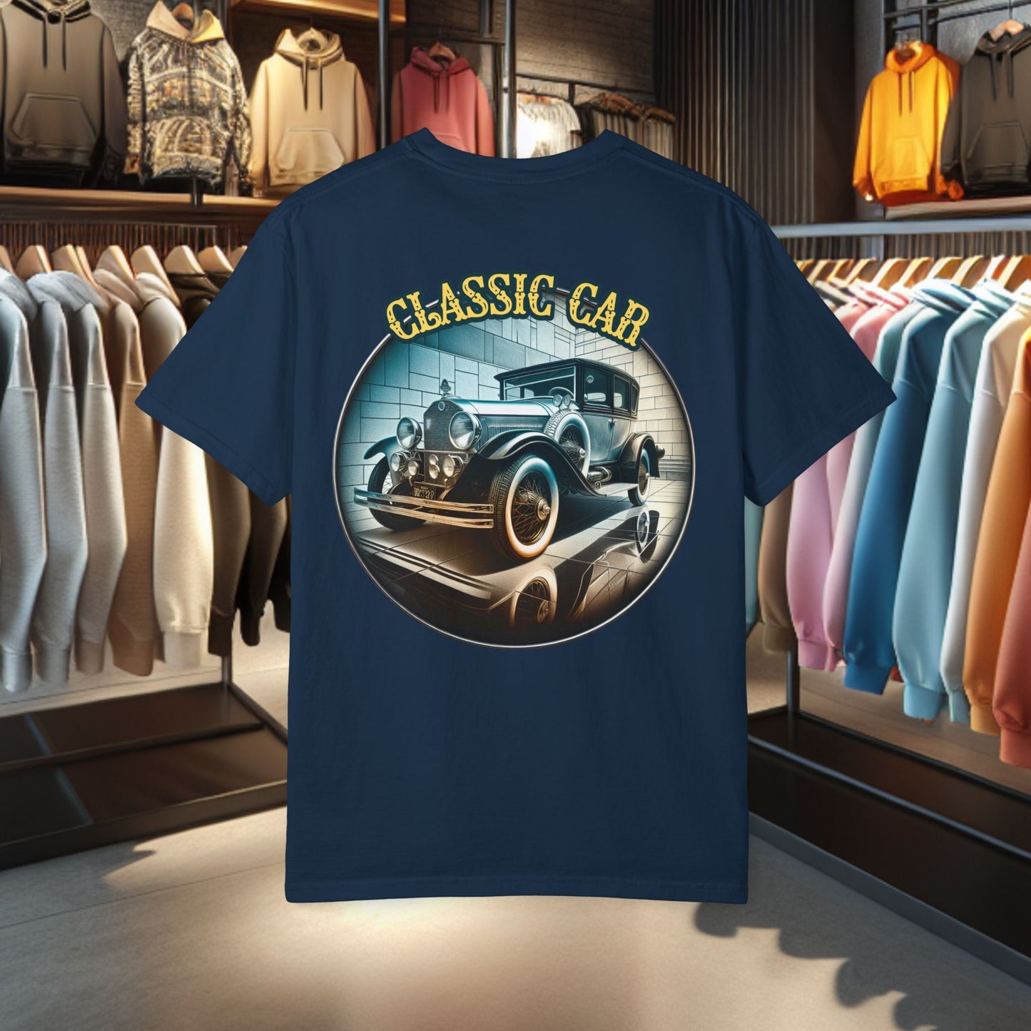 Tee Shirt - Classic Blue Car - T-shirt Blac-