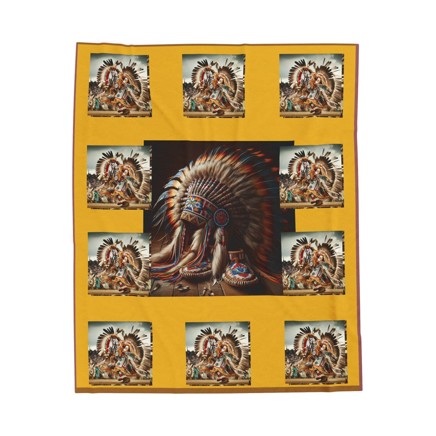 Native Pow-Wow Dancer Velveteen Blanket