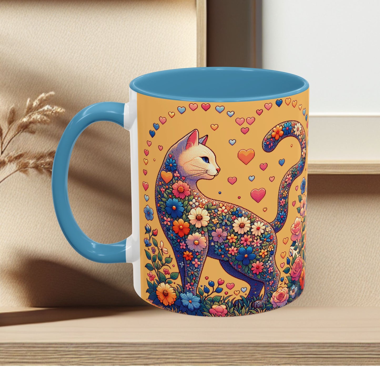 Mug- Loving Cat - Accent Coffee Mug (11oz, 15oz) (AOP)