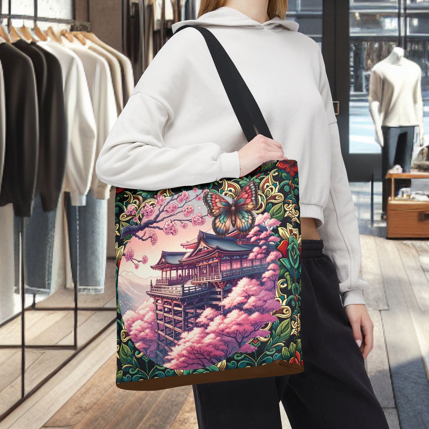 Sakura Butterfly Tote Bag
