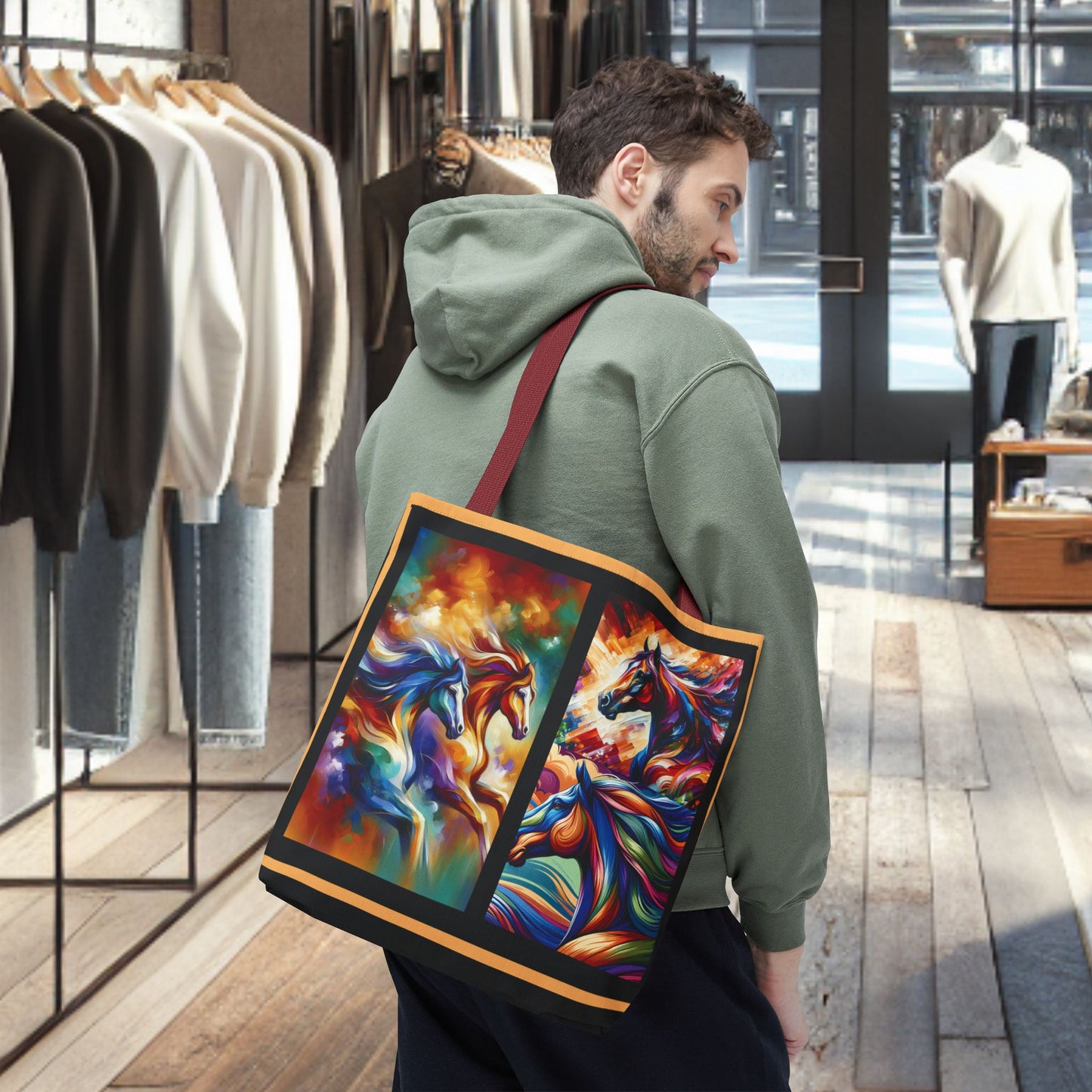 Colorful Horses Tote Bag