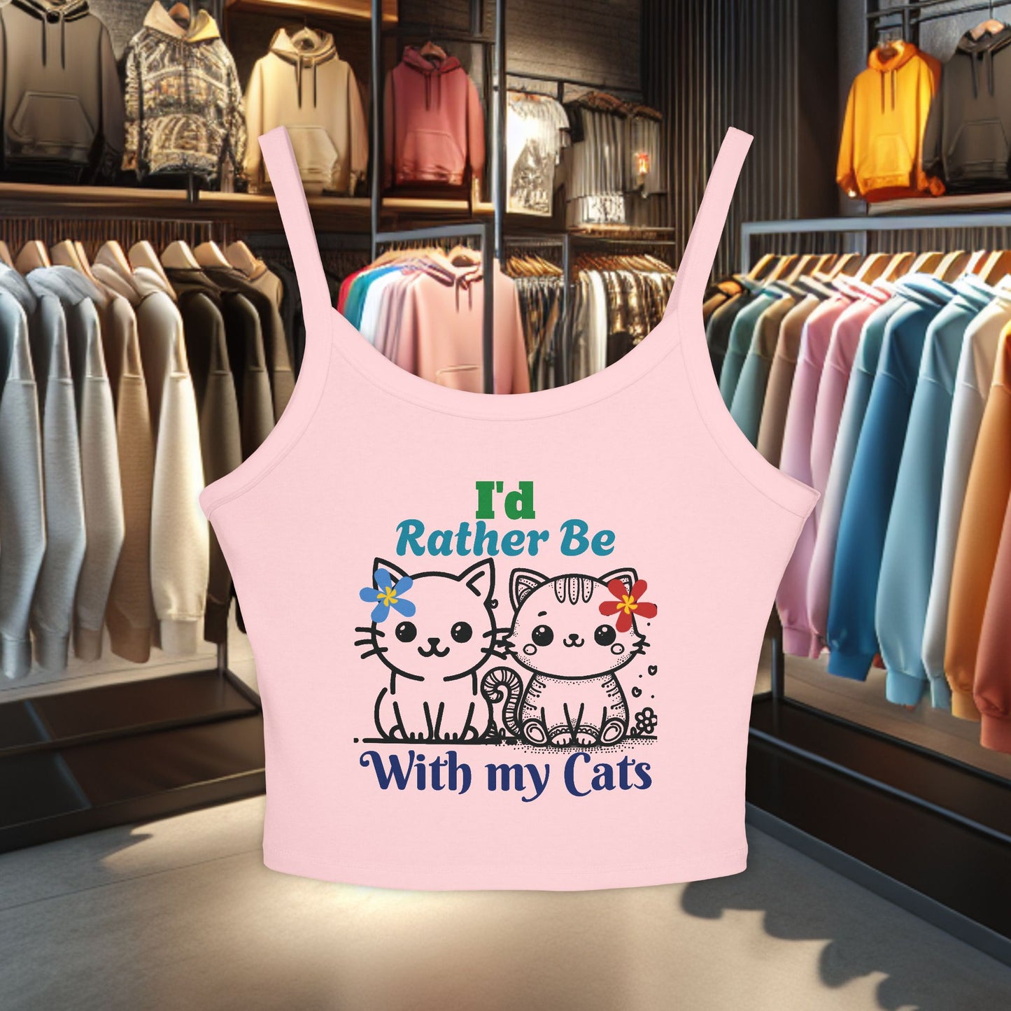 With my Cats - Cat Lover Spaghetti Strap Tank Top