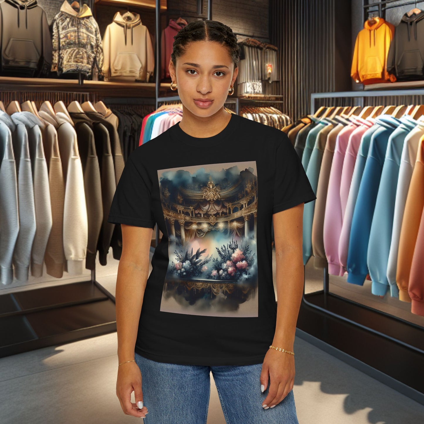 Dreamy Garden Unisex Garment-Dyed T-shirt - Artistic Floral Print - Perfect for Everyday Wear and Gifting