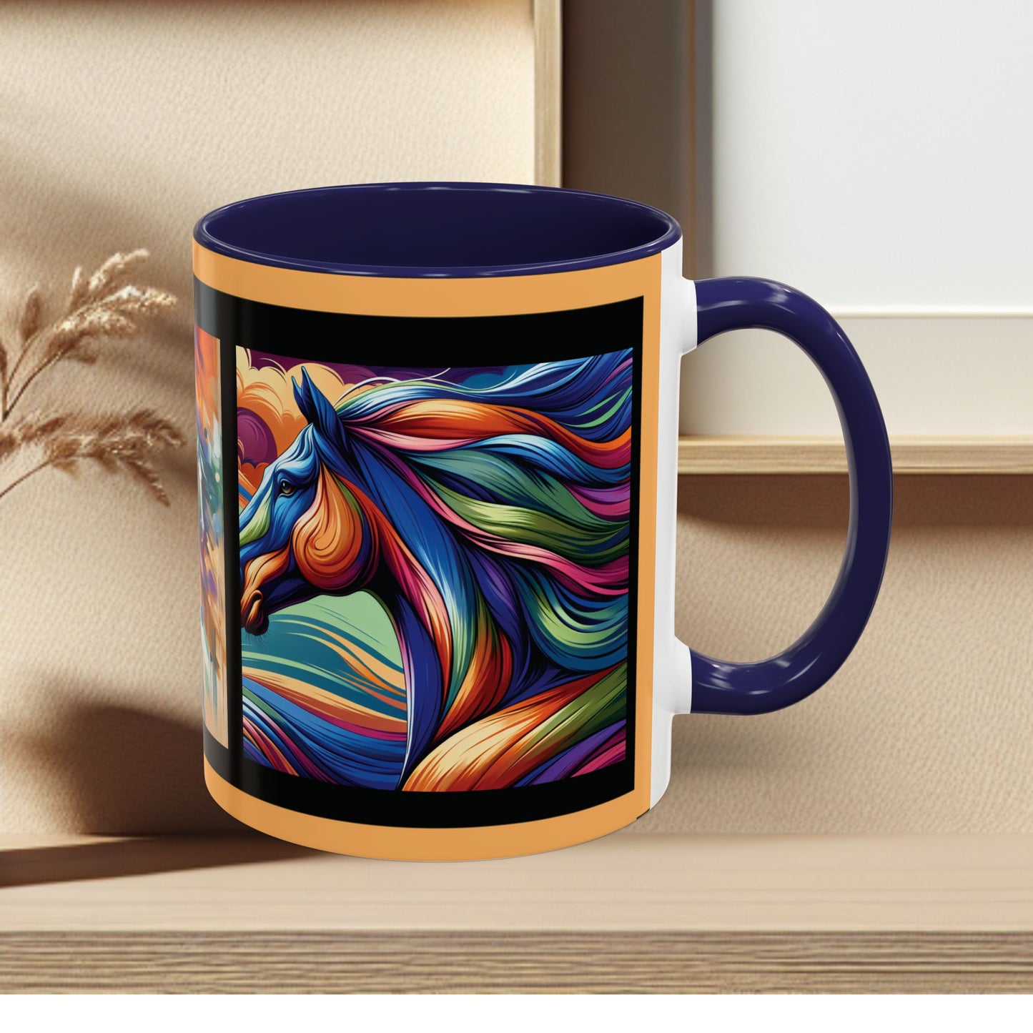 Mug Coffee Multi Color Horses 11oz 15oz