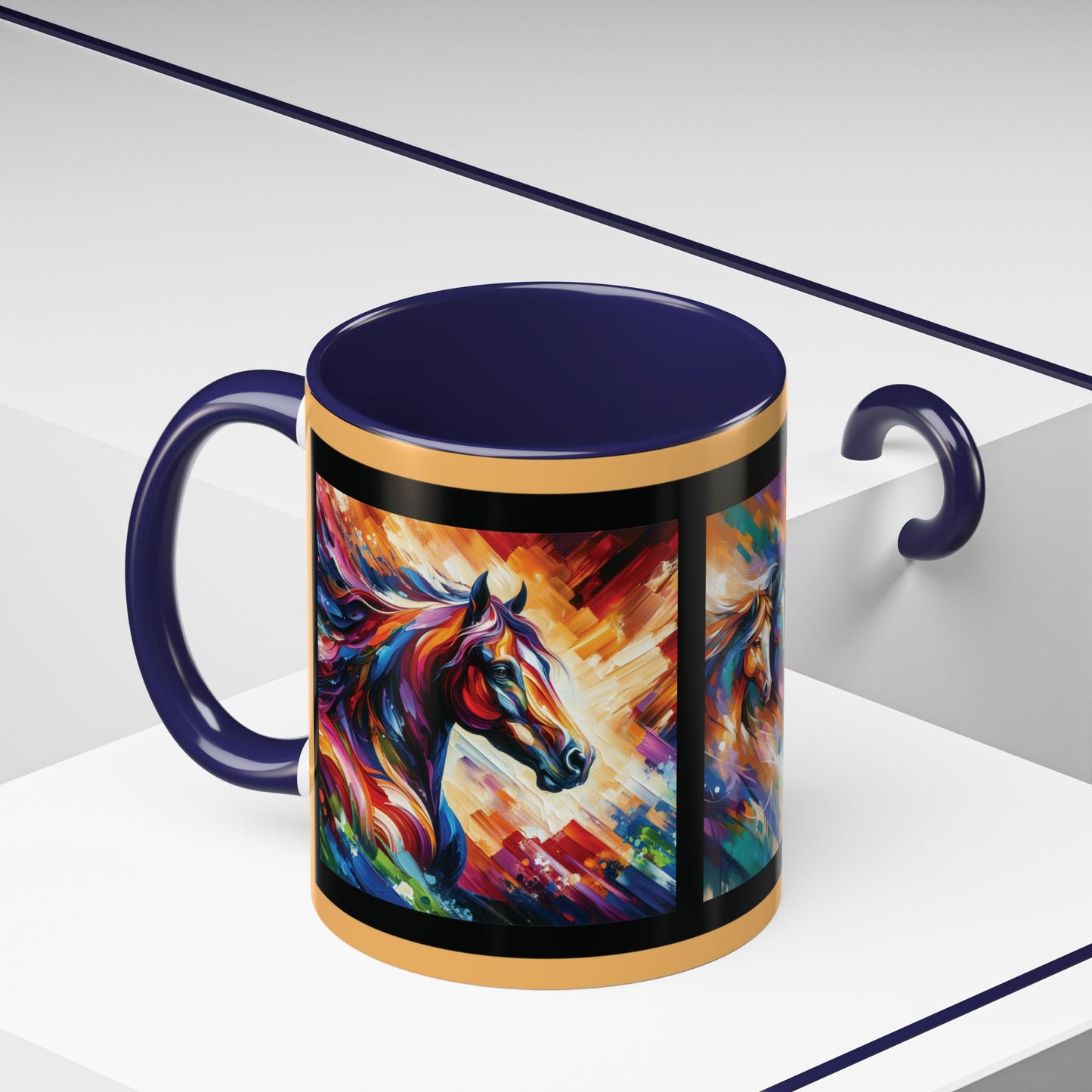Mug Coffee Multi Color Horses 11oz 15oz