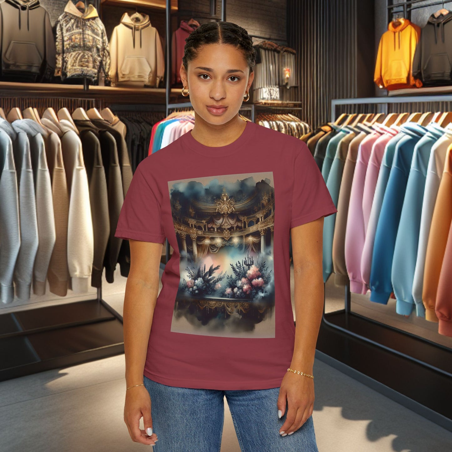 Dreamy Garden Unisex Garment-Dyed T-shirt - Artistic Floral Print - Perfect for Everyday Wear and Gifting