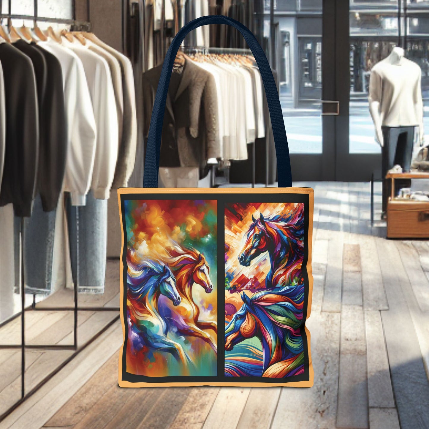 Colorful Horses Tote Bag