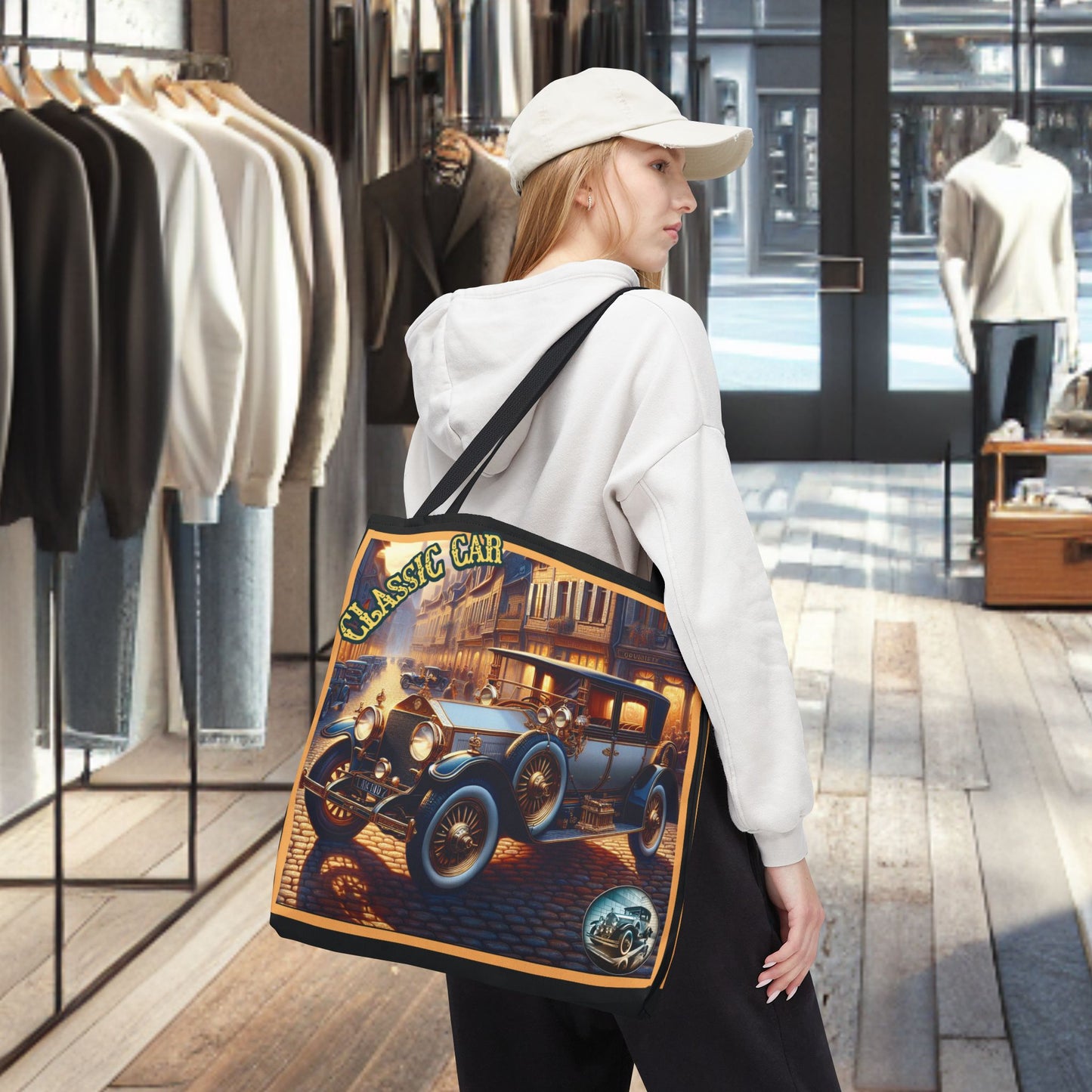 Tote Bag-Classic Car Blue Tote Bag -
