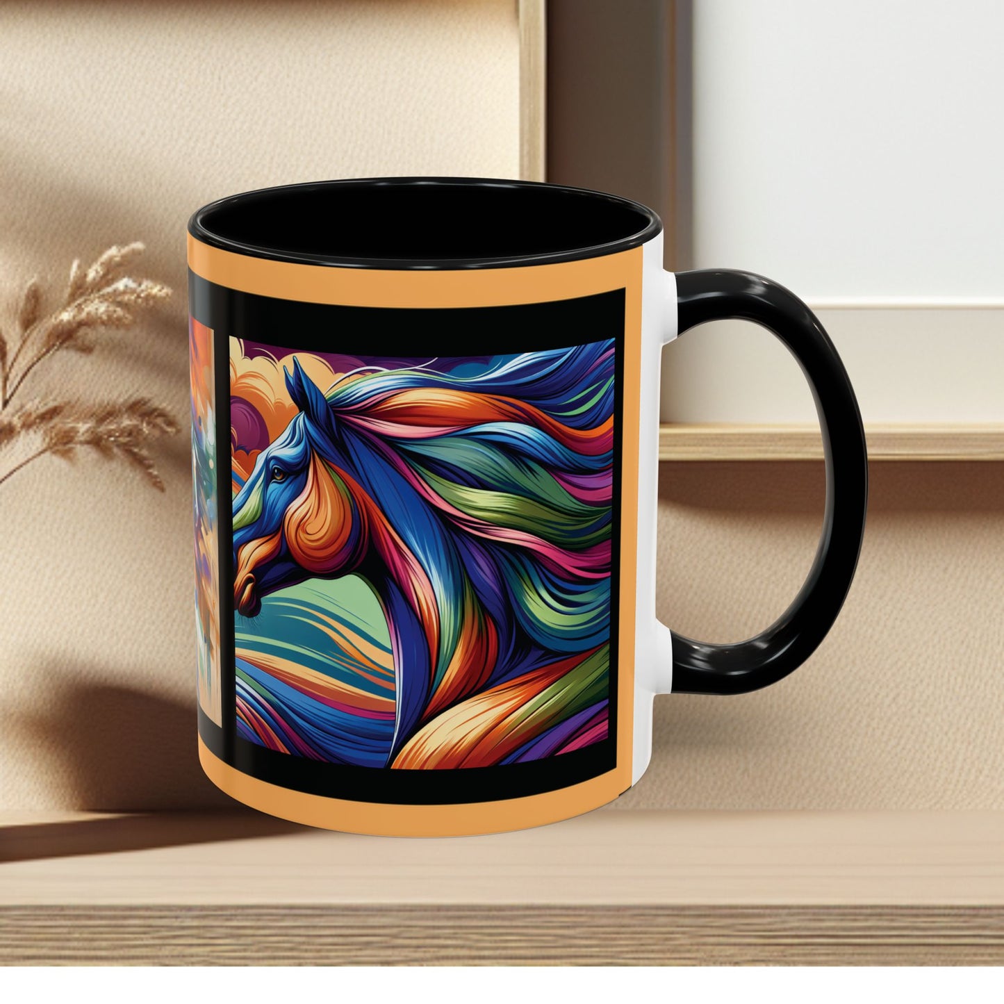 Mug Coffee Multi Color Horses 11oz 15oz