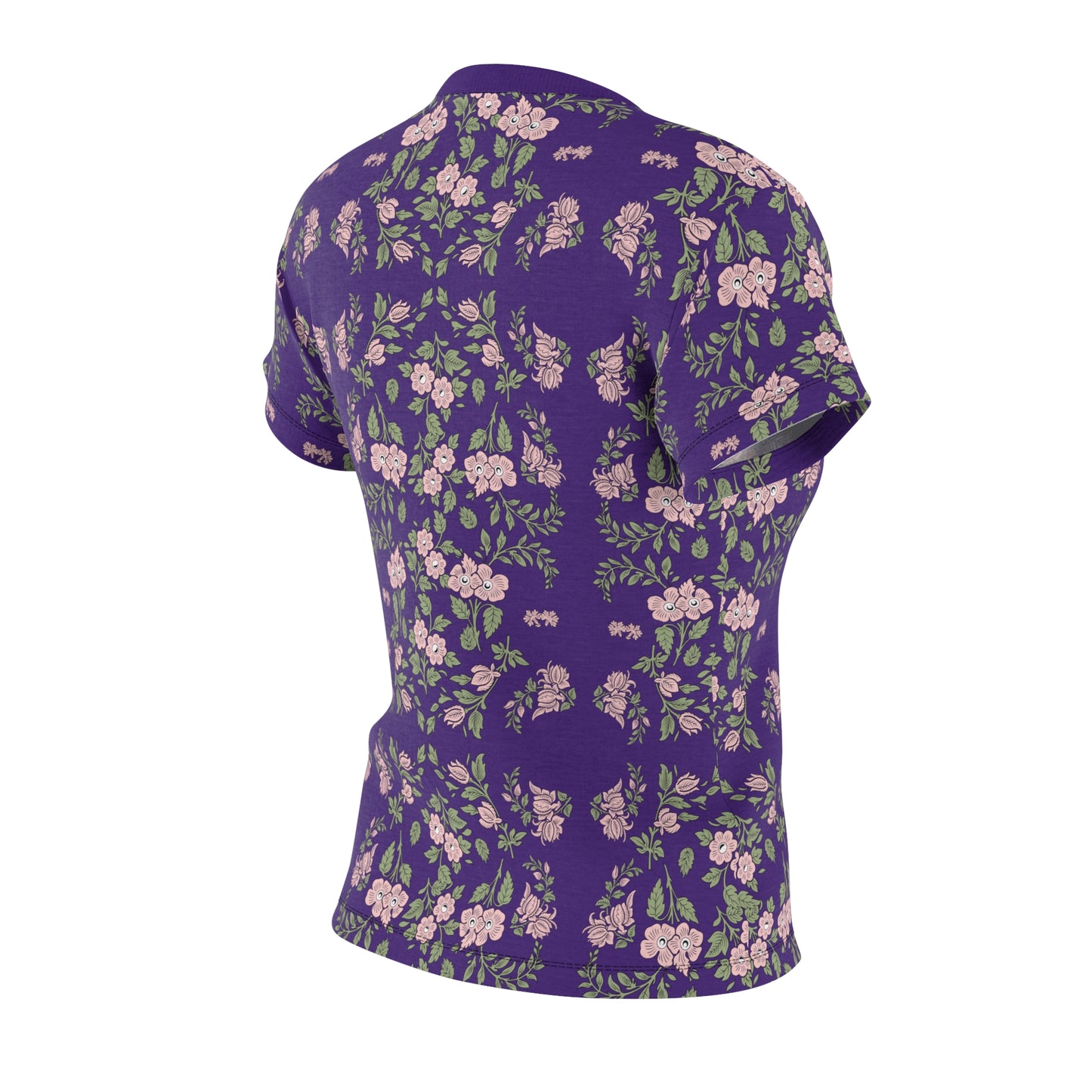 Women's Tee - Purple with a pink floral print