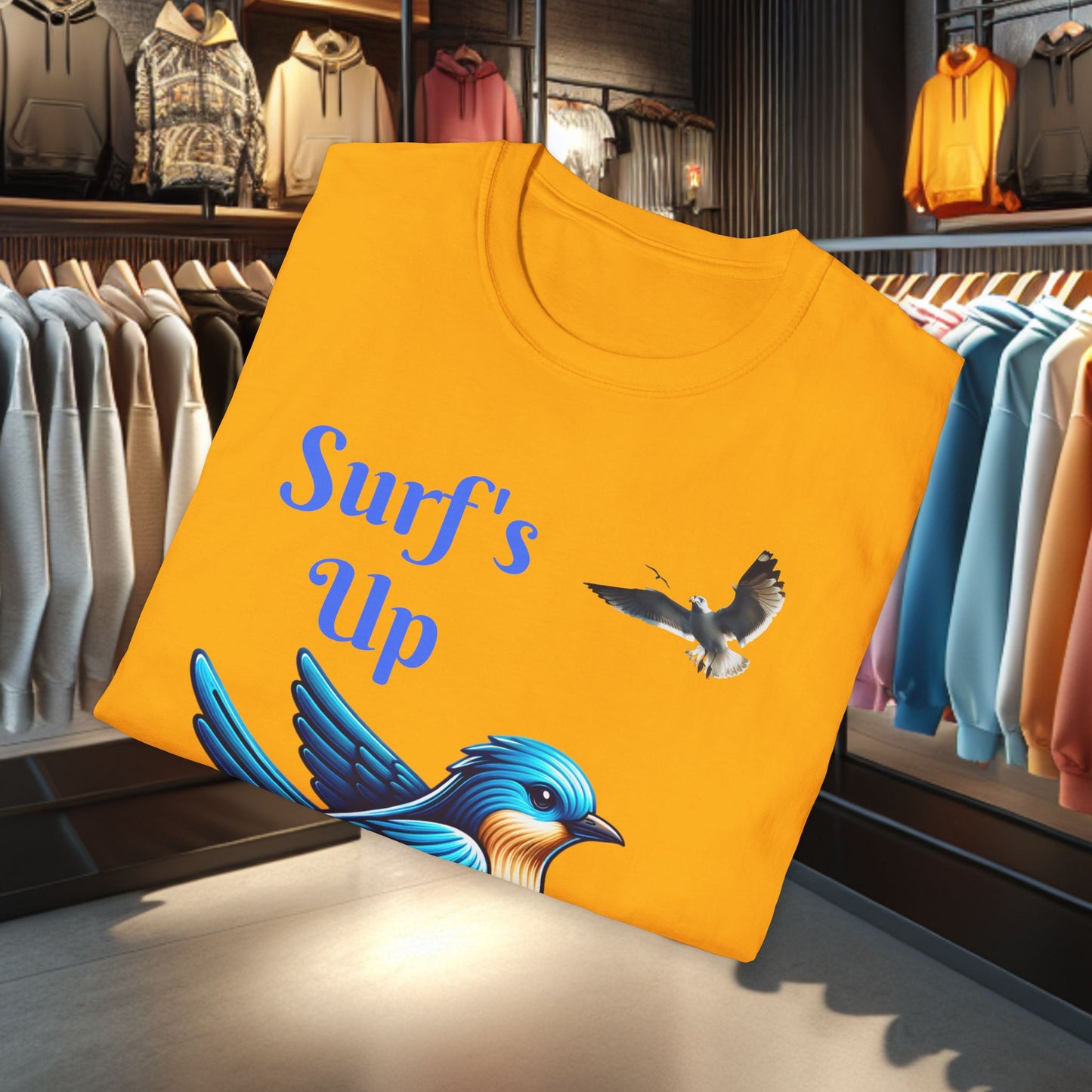 Blue Bird Surfing Unisex T-Shirt - Surf's Up