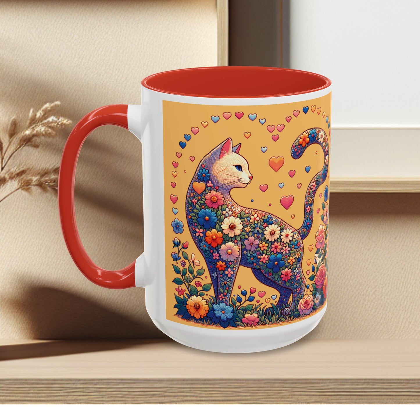 Mug- Loving Cat - Accent Coffee Mug (11oz, 15oz) (AOP)