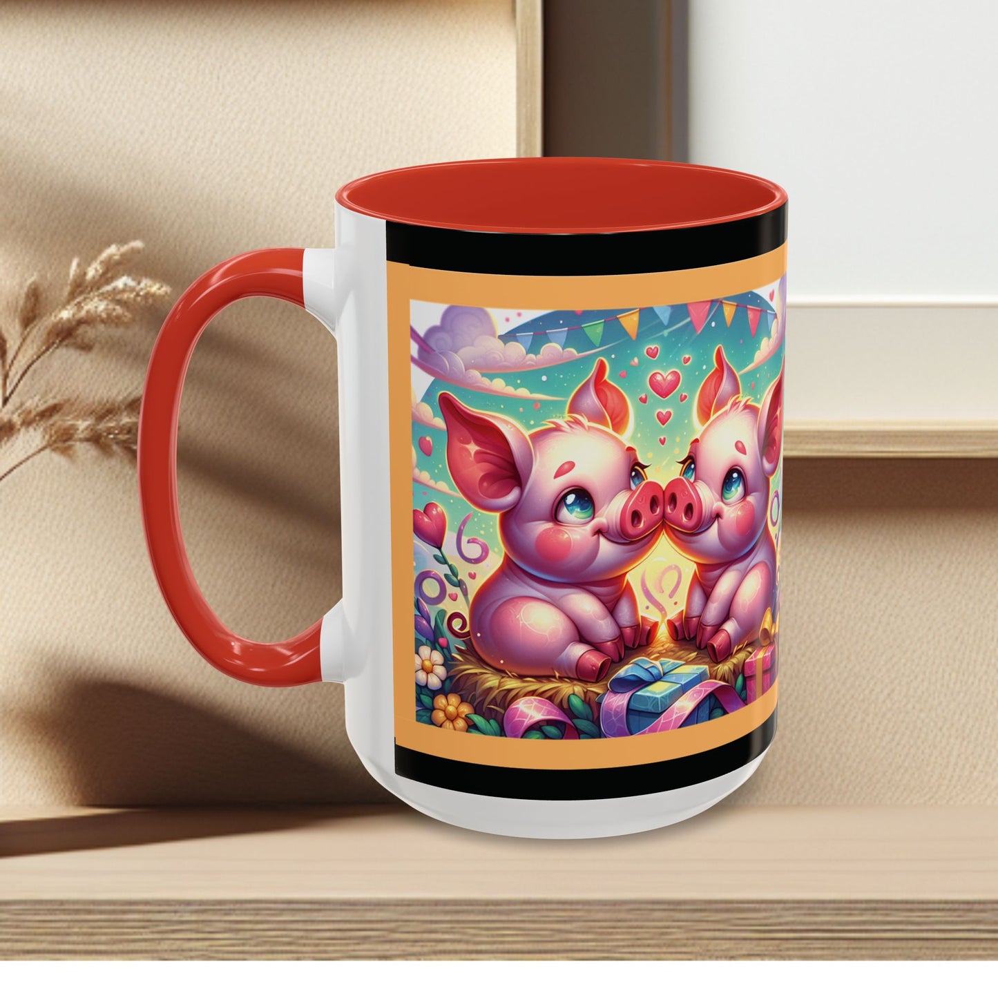 Coffee Mug Love Pigs Picknick 11, 15oz