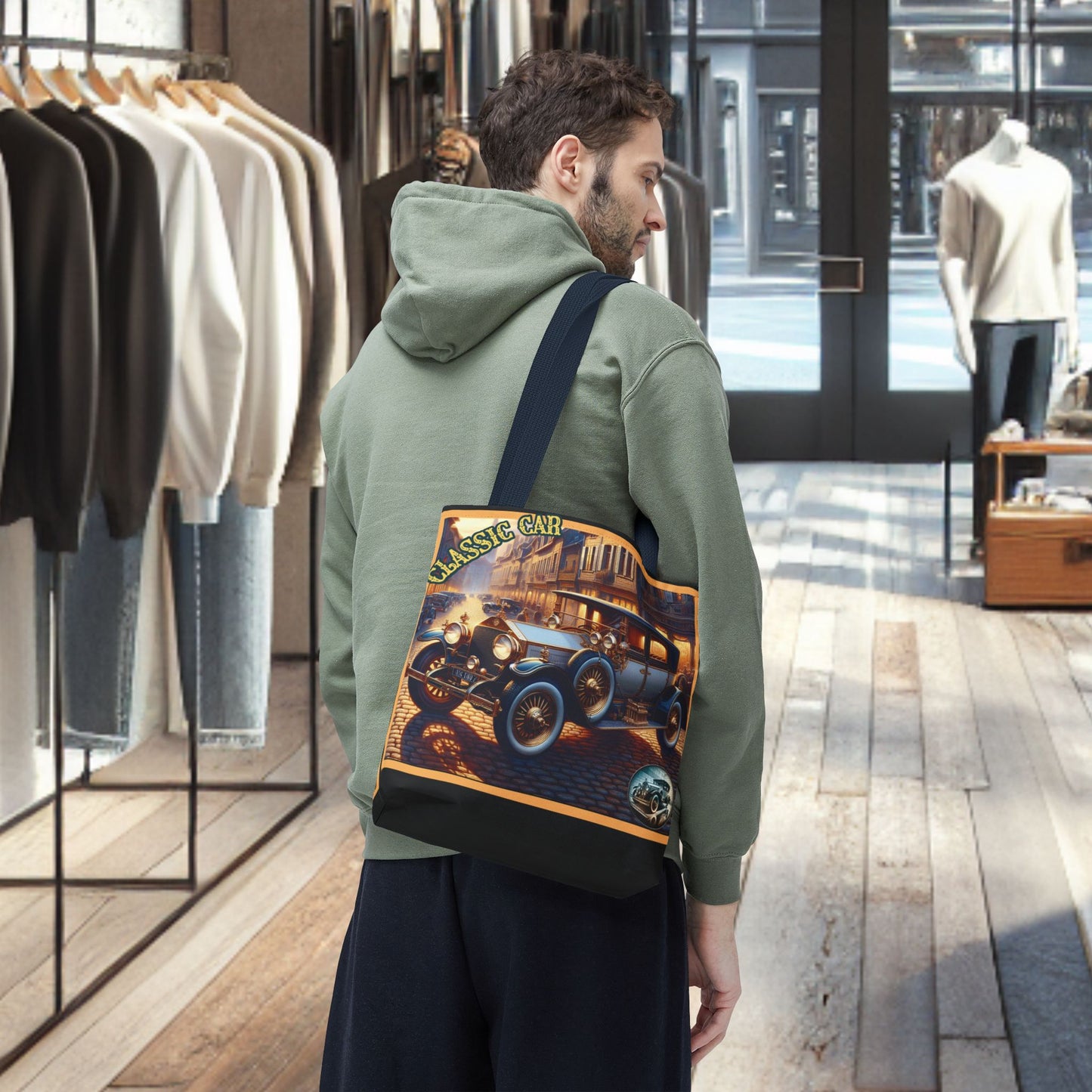 Tote Bag-Classic Car Blue Tote Bag -
