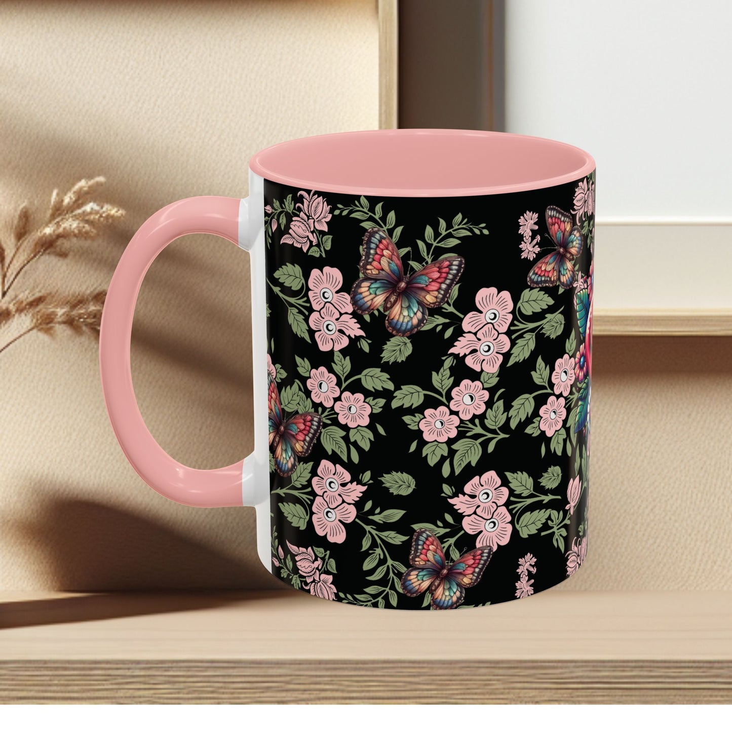 Floral Coffee Mug Black