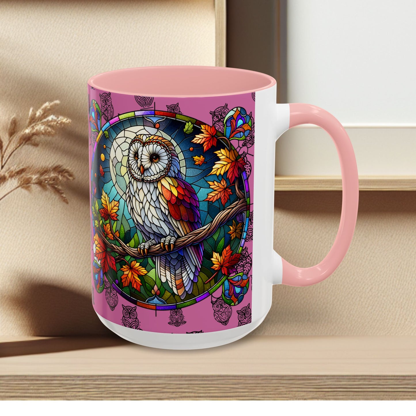 Coffee Mug -Colorful Stain Glass Owl Design