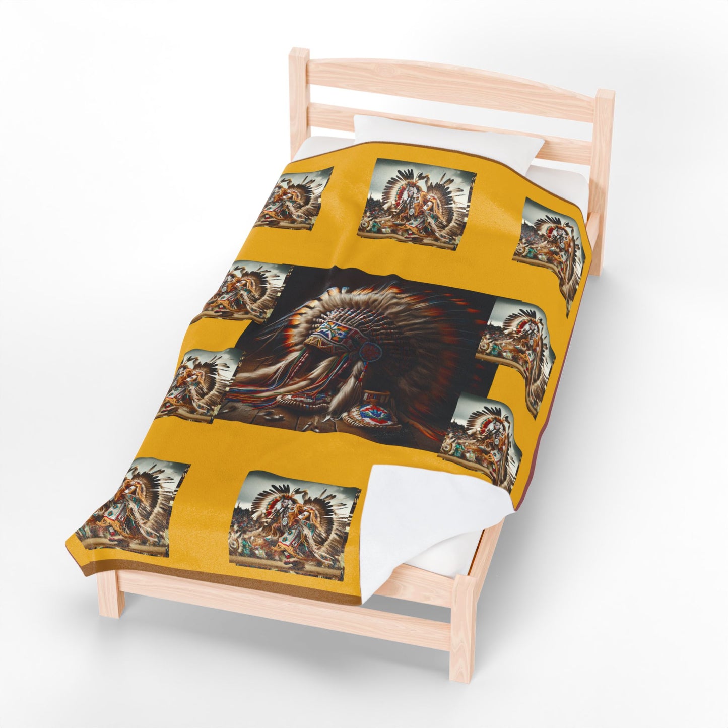 Native Pow-Wow Dancer Velveteen Blanket