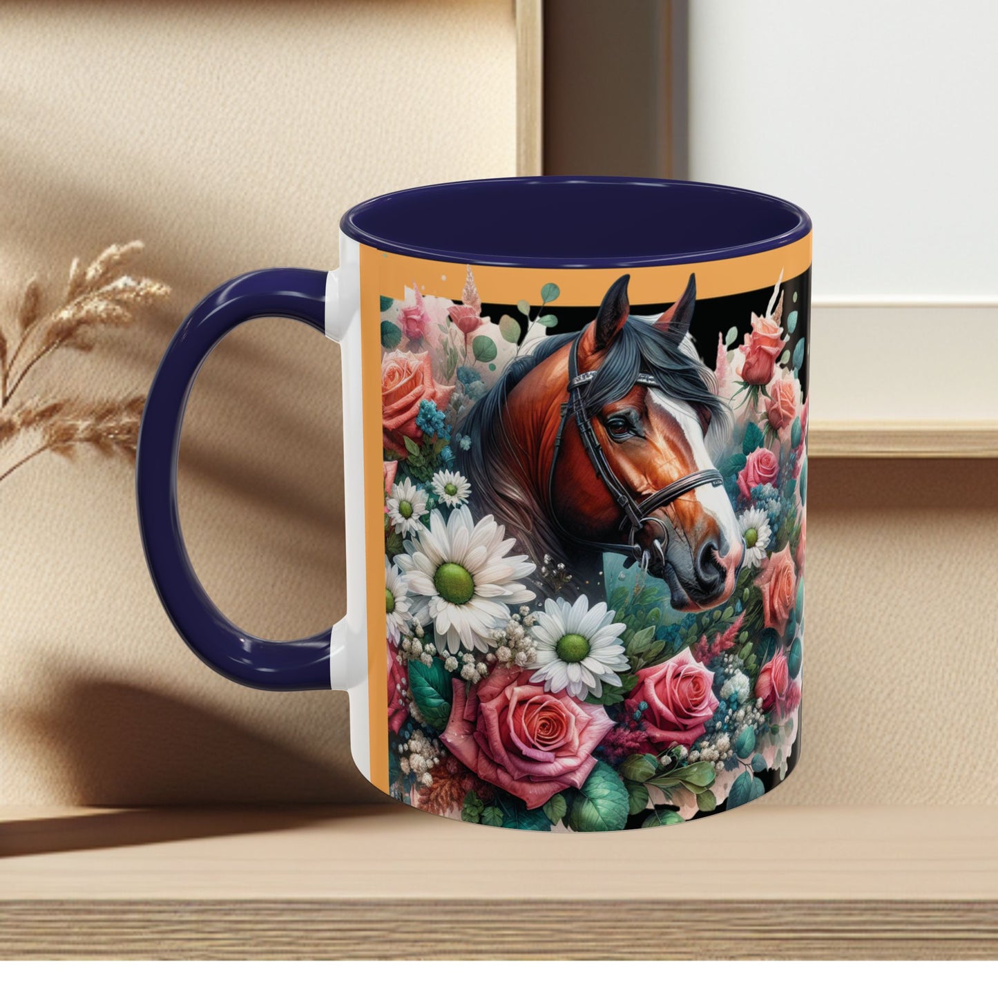 Coffee Mug Horses in Flowers 11oz 15oz