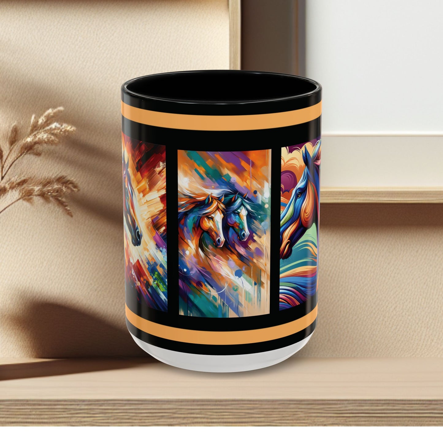 Mug Coffee Multi Color Horses 11oz 15oz