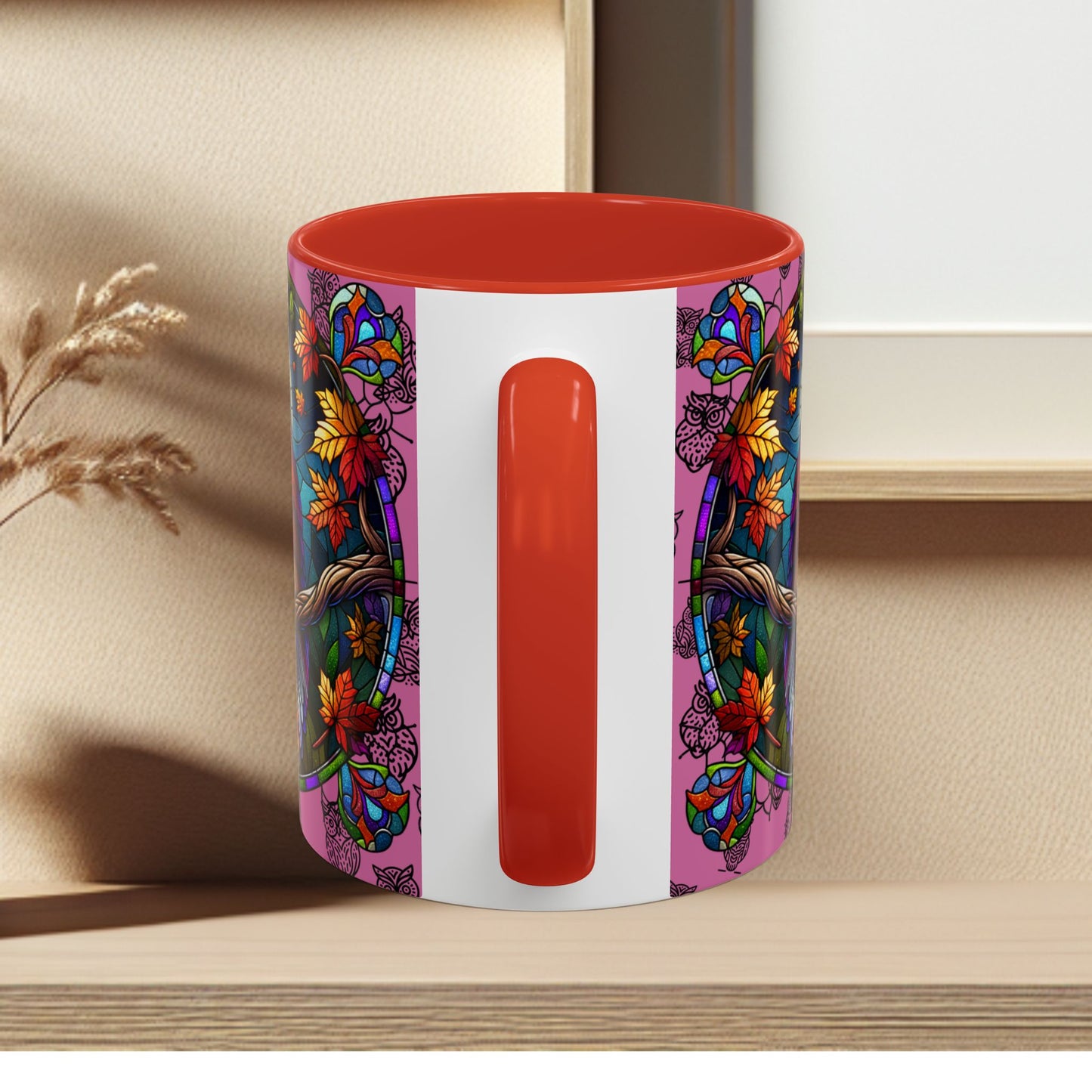 Coffee Mug -Colorful Stain Glass Owl Design
