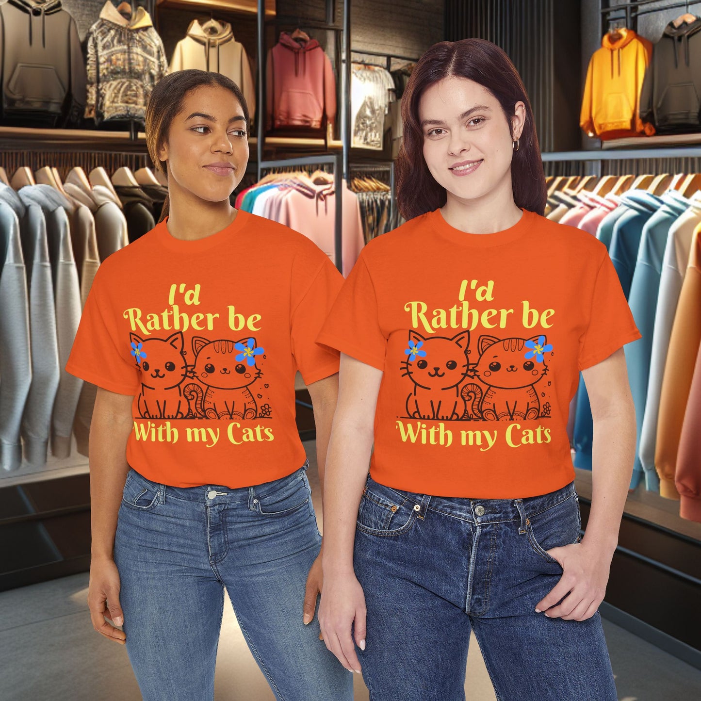 With my Cats Heavy Cotton Tee | Cat Lover Gift | Colorful Fun Shirt | Cute Animal Apparel | Perfect for Birthdays & Pet Lovers