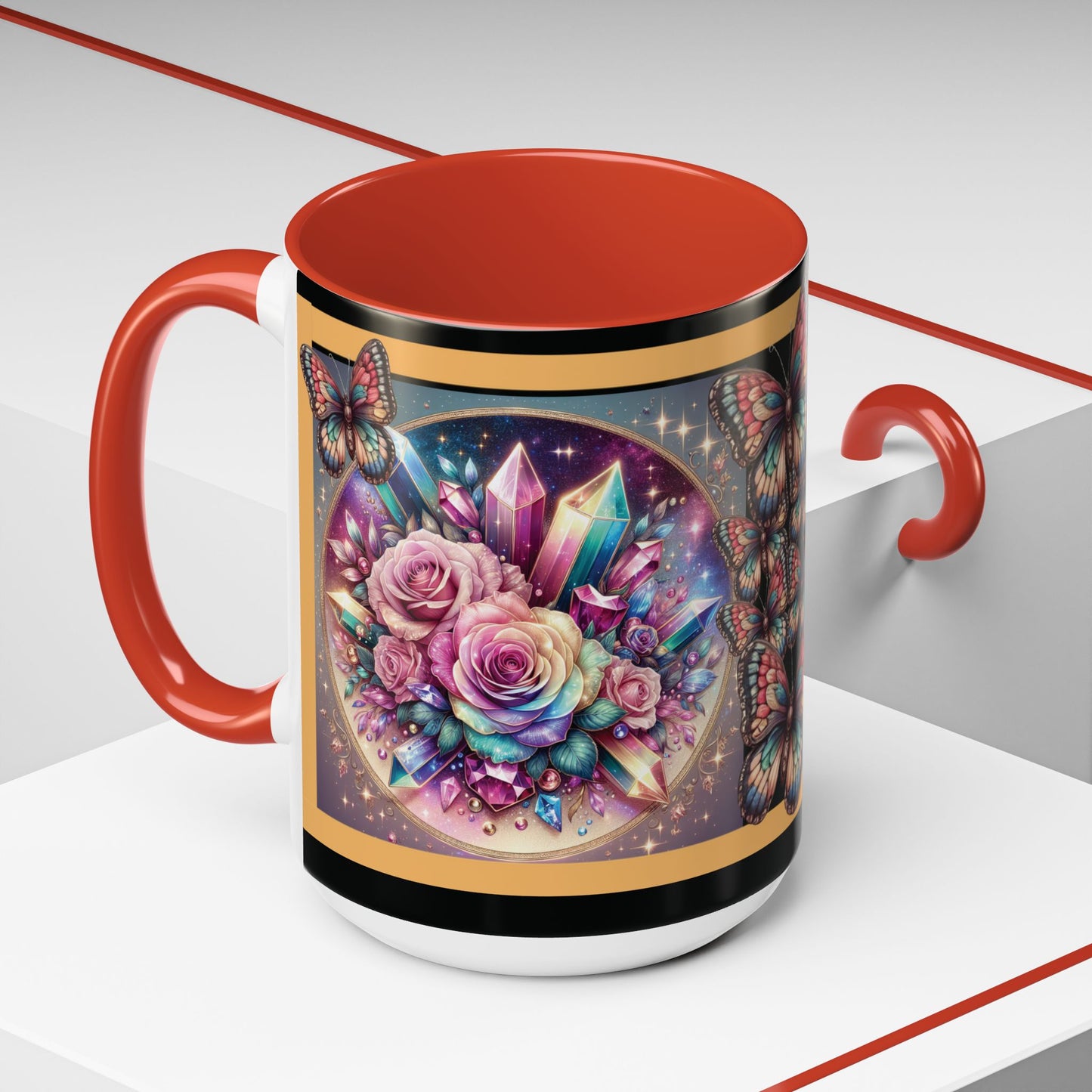 Coffee Mug Butterflys and Flowers