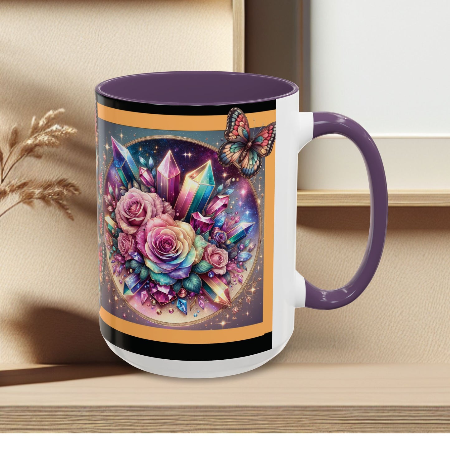 Coffee Mug Butterflys and Flowers
