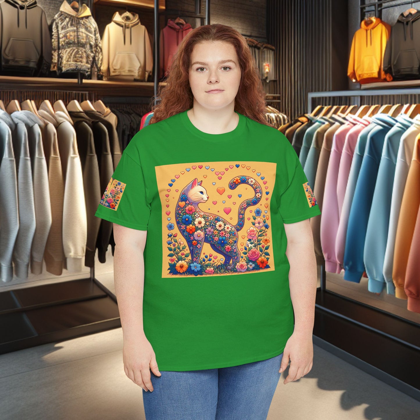 Loving Cat Flower Mozaic T-Shirt