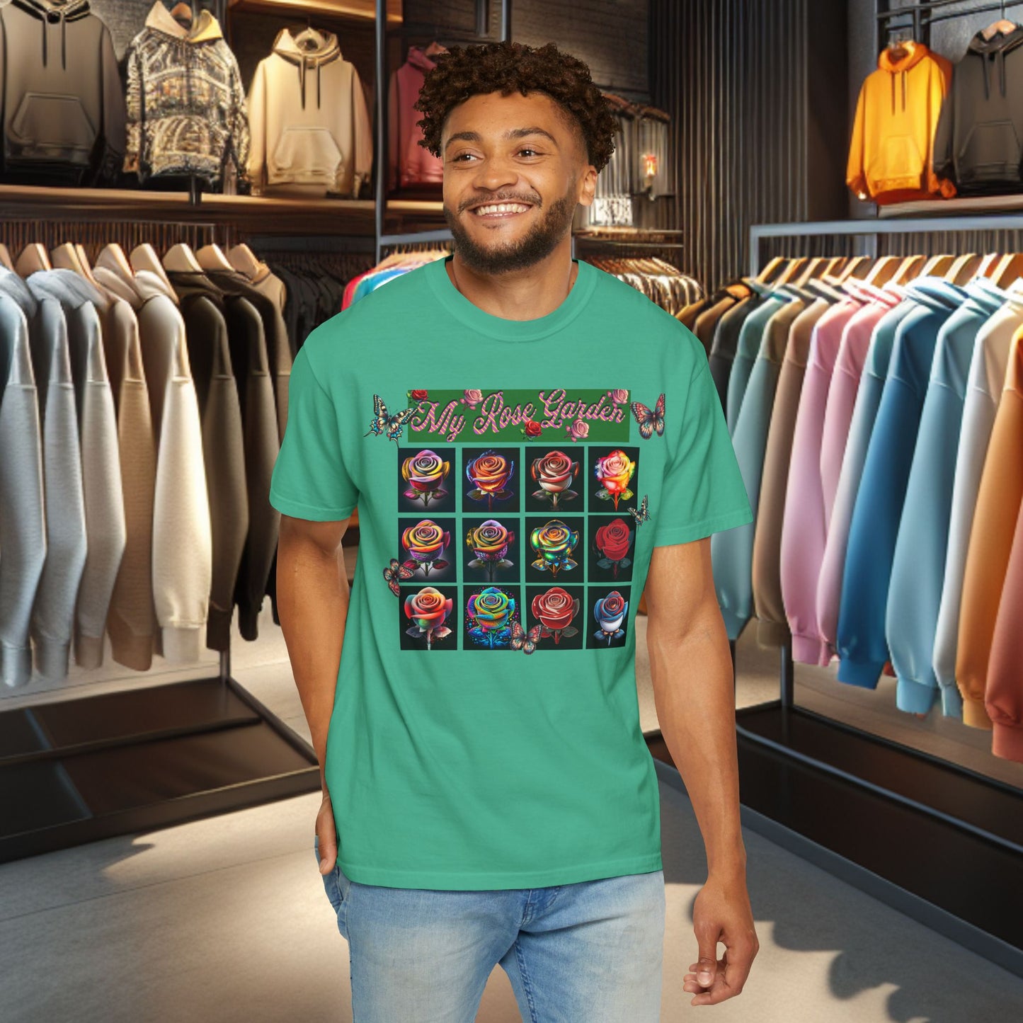 Floral T-Shirt for Flower Lovers - My Rose Garden a Colorful Floral Design