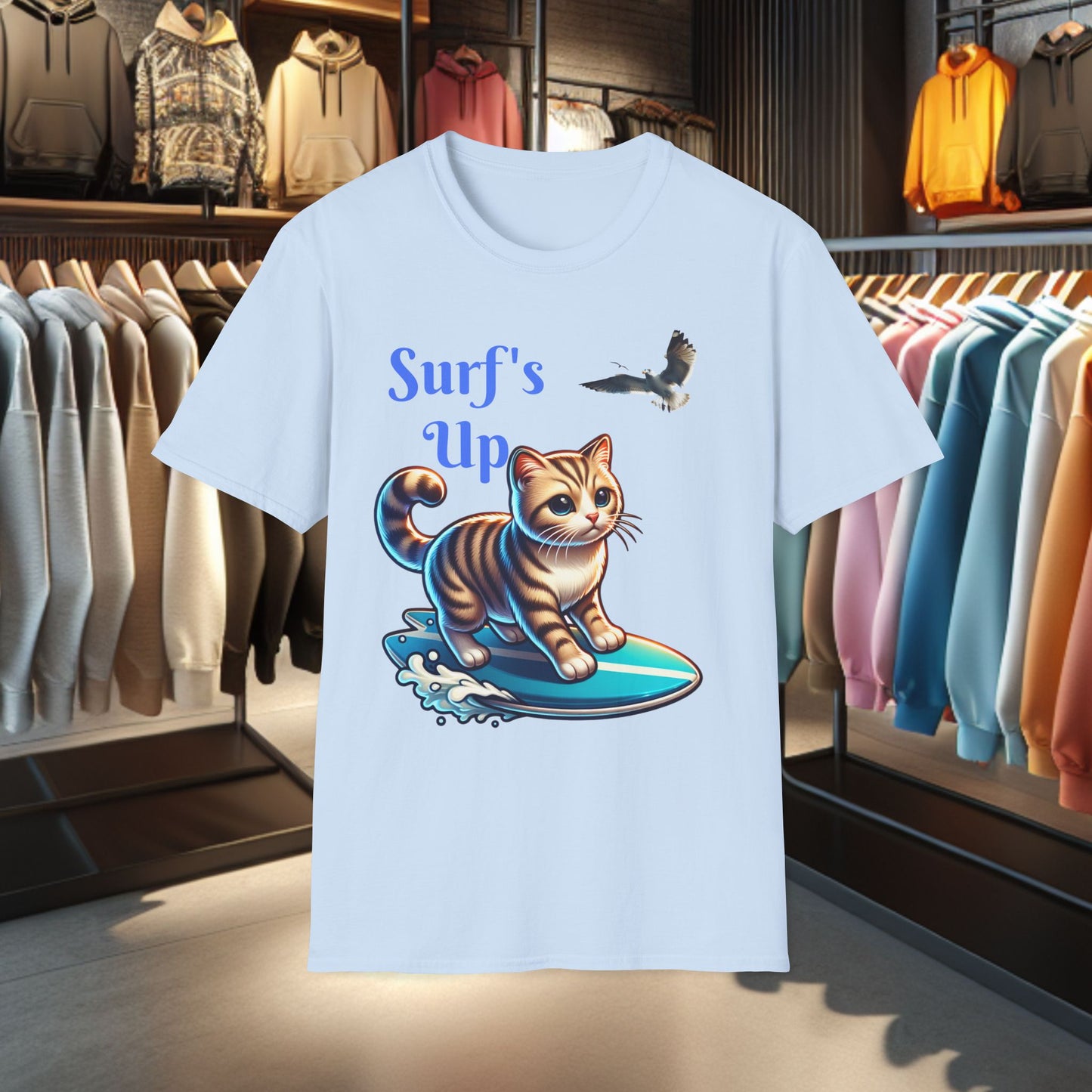 Kitty Surfing Unisex T-Shirt - Surf's Up