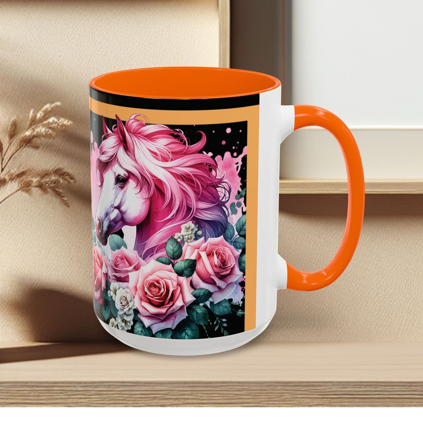 Coffee Mug Horses in Flowers 11oz 15oz