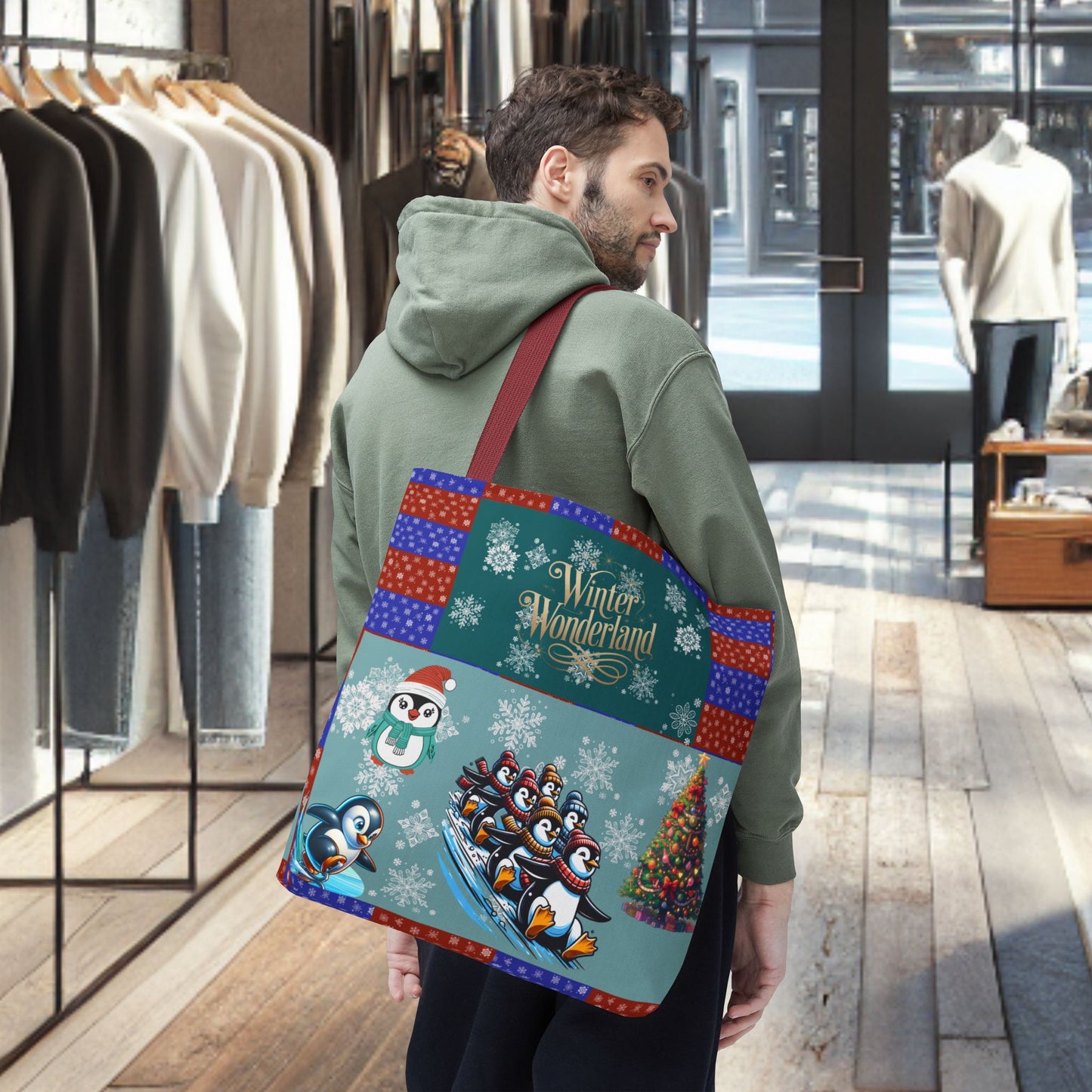 Winter Wonderland Penguin Tote Bag — All-Over Print