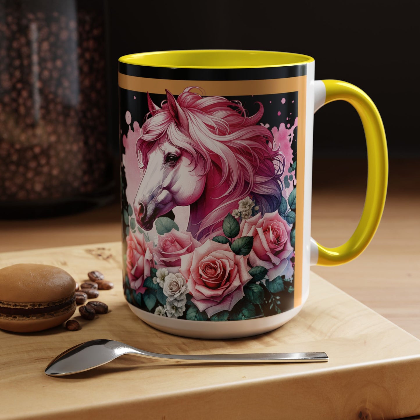 Coffee Mug Horses in Flowers 11oz 15oz