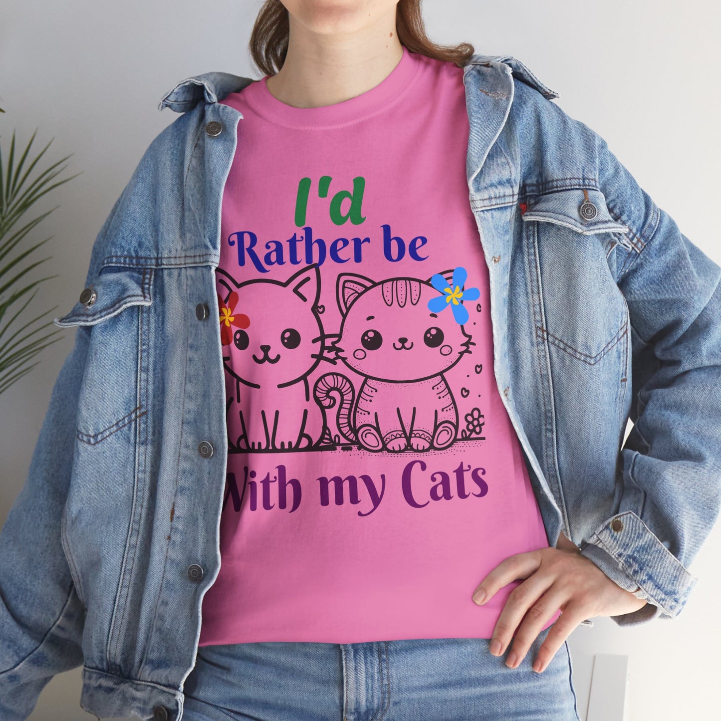 With my Cats Heavy Cotton Tee | Cat Lover Gift | Colorful Fun Shirt | Cute Animal Apparel | Perfect for Birthdays & Pet Lovers
