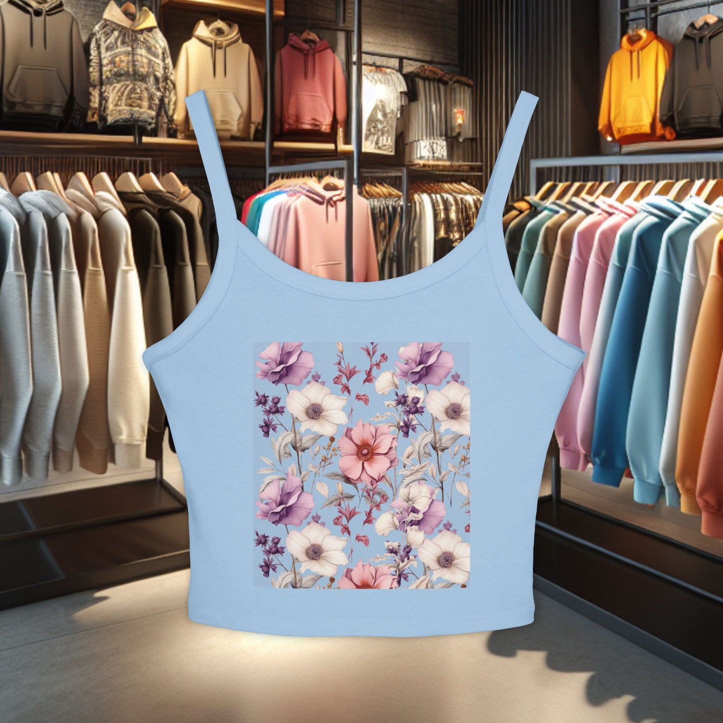 Floral Tank Top - Women's Spaghetti Strap